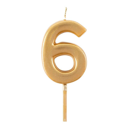 Cake candle number gold 6