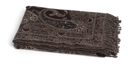 Pledd ull Paisley Black & beige 140x200 cm