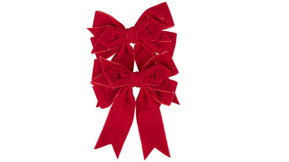 Christmas tree ornament bow velour Red S/2
