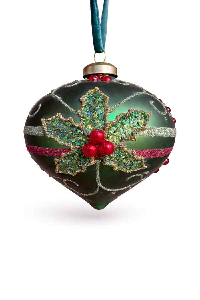Juletrepynt Green poinsetta onion 10 cm