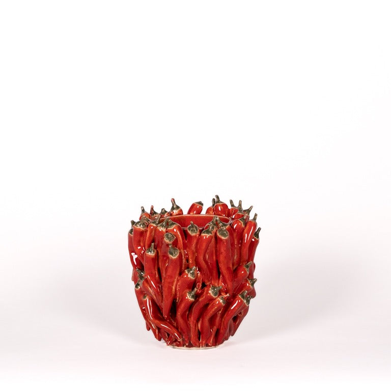 Vase with peppers red 18 cm