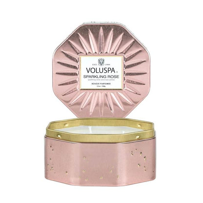 Sparkling Rose Octagon Tin Candle 40 Hour