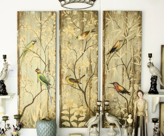 Picture birds gold 35x107 cm