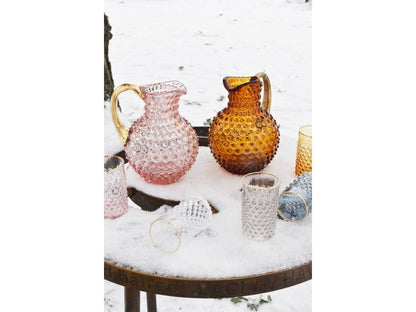 Hobnail Carafe 2L Rosaline w/Gold Handle