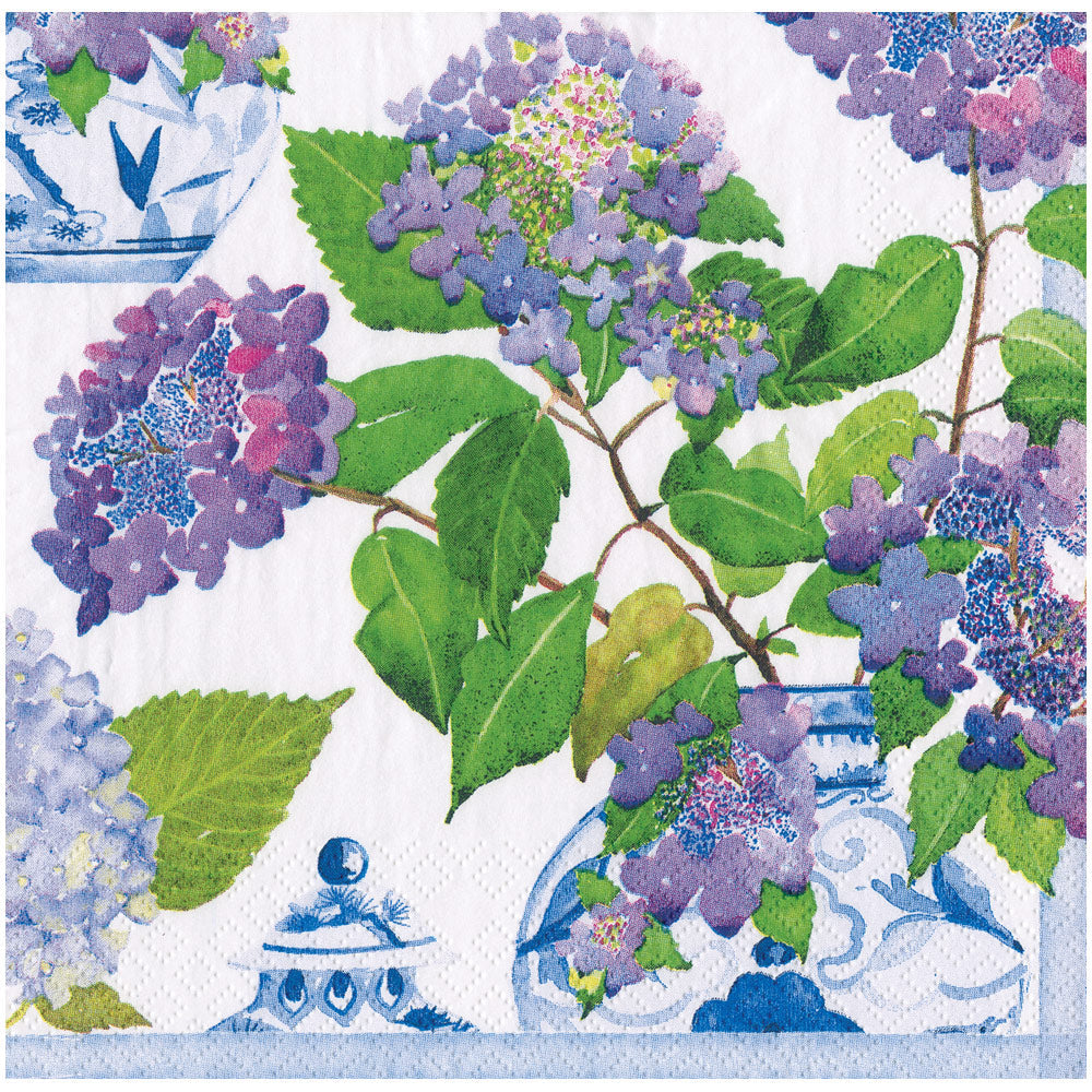 Serviett lunch hydrangeas and porcelain