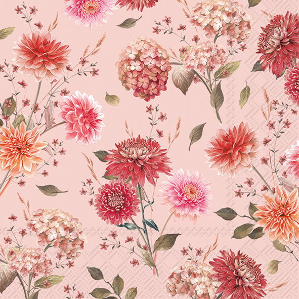 Serviett lunch Autumn Bouquet Allover old rose