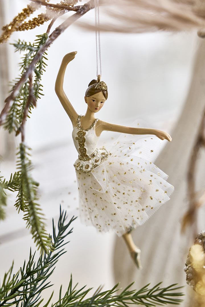 Christmas Tree Ornament Ballerina beige/gold 16 cm