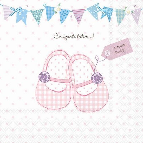 Serviett lunch Baby Shoes pink