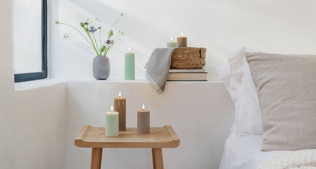 LED pillar candle Dusty Green 5.8x15.2 cm