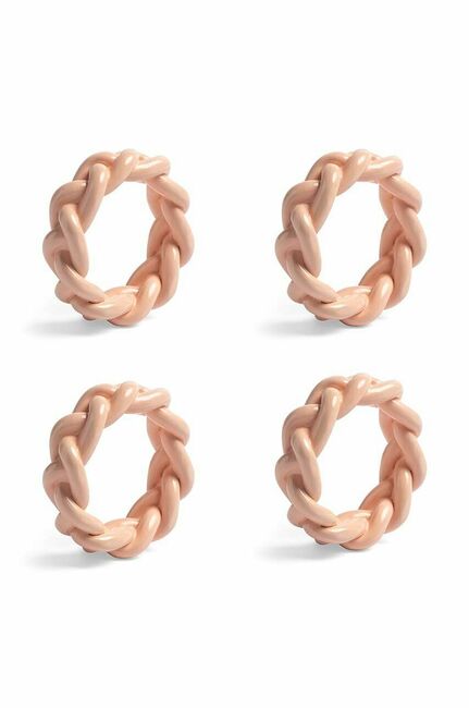 Napkin Ring Braided Pink S/4