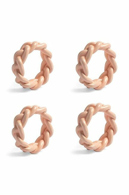 Napkin Ring Braided Pink S/4