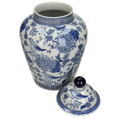 Decorative jar blue and white 35 cm