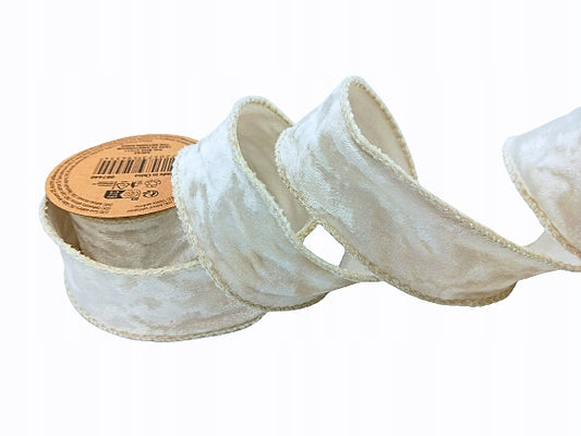 Bånd velour krem 3,8cmx2,7m
