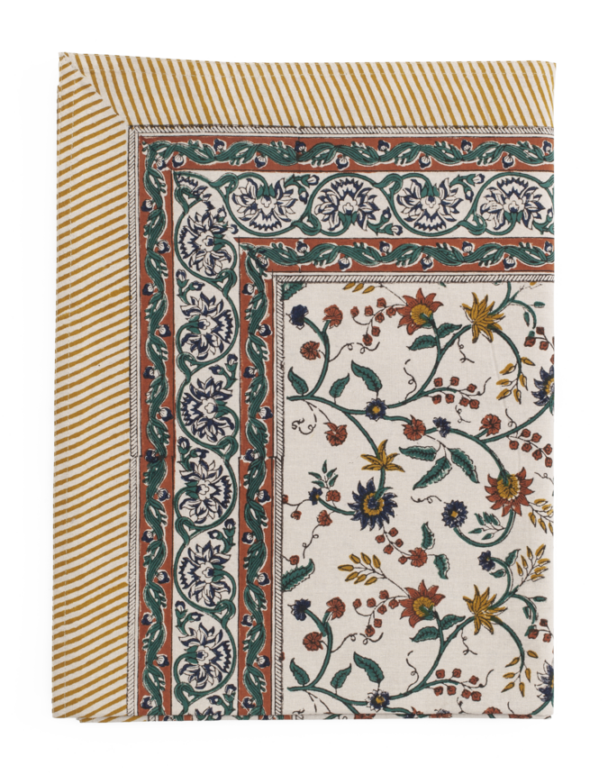 Tablecloth Samode Ochre, Blue & Green 170x270 cm