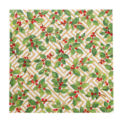 Napkin Lunch Holly and Fretwork White