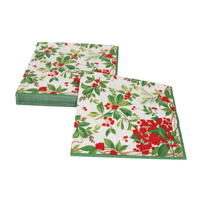 Napkin coffee Holly Chintz white