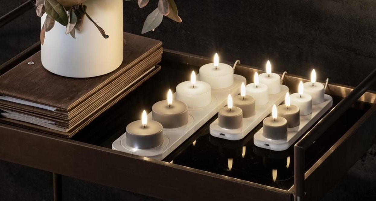 LED Rechargeable Tealights White 3.9x2.3 cm Set/2