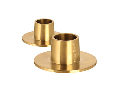 Candle Holder Brushed Gold S/2