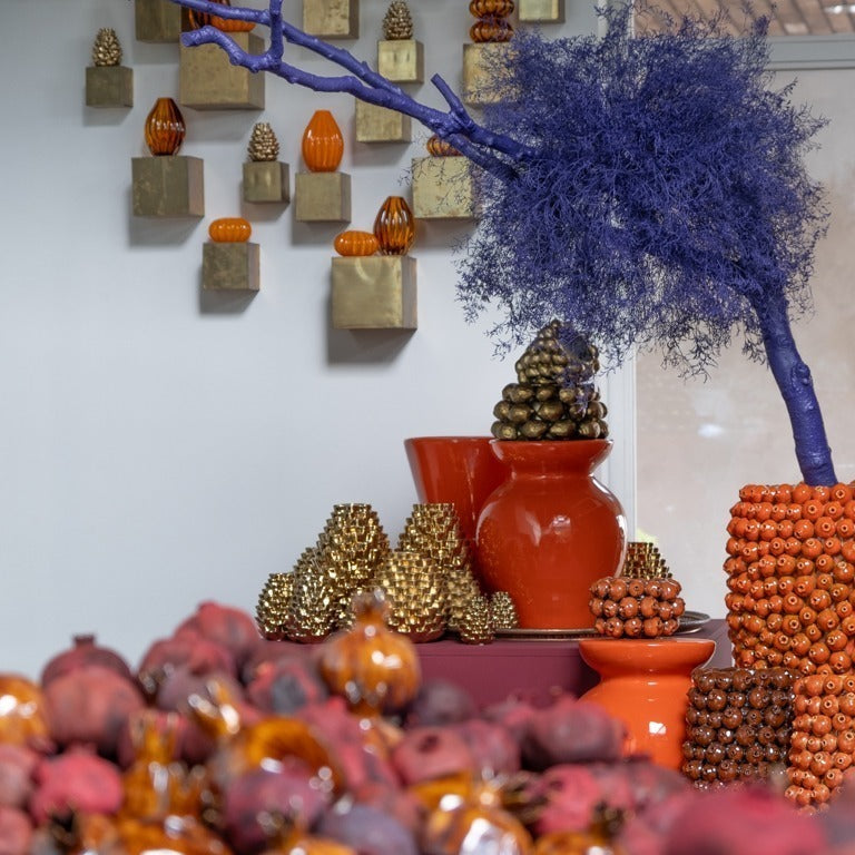 Cube brass/copper colored 18 cm