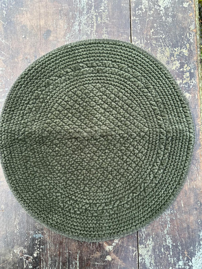 Spisebrikke velour rund Military Green 40 cm