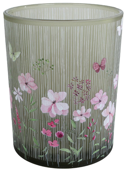 Tealight holder pink/green 12.5 cm