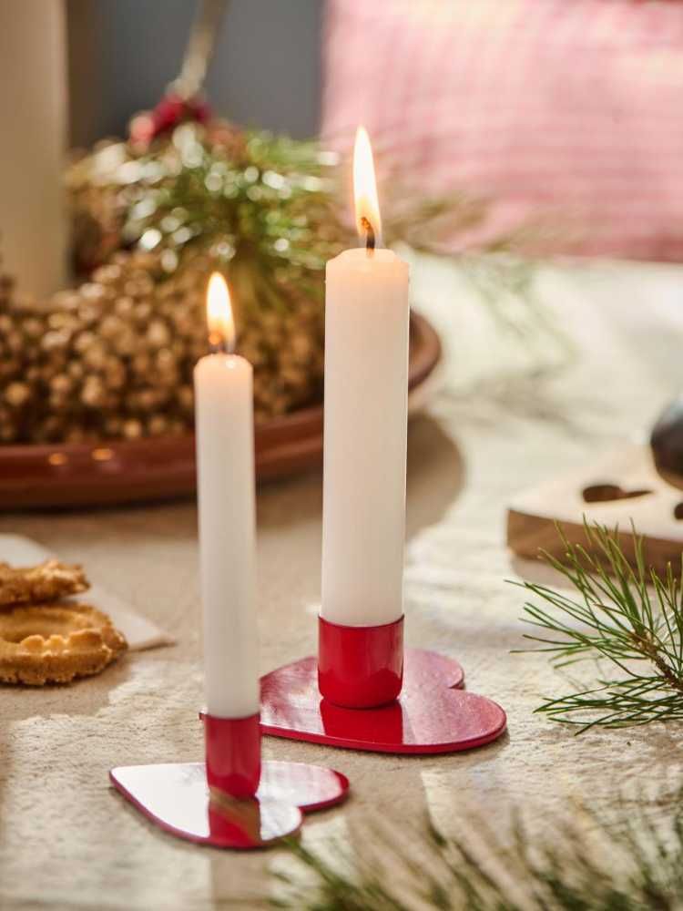 Candle holder heart red 8 cm