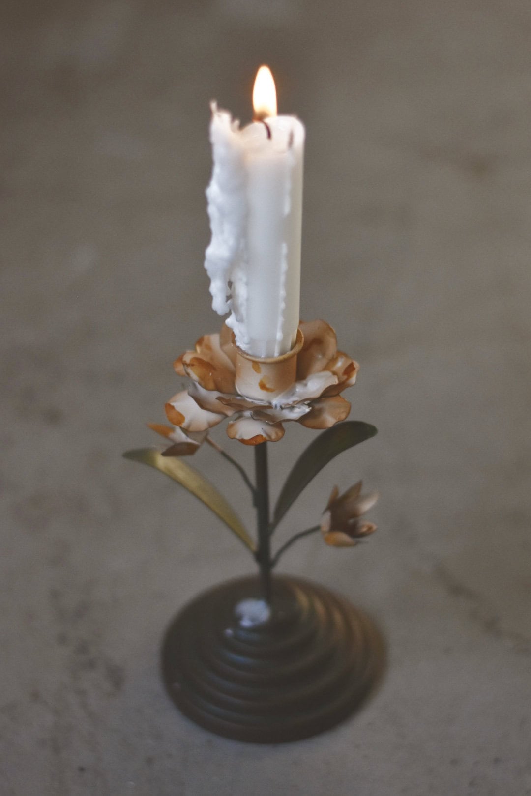 Candlestick rose cream 18 cm