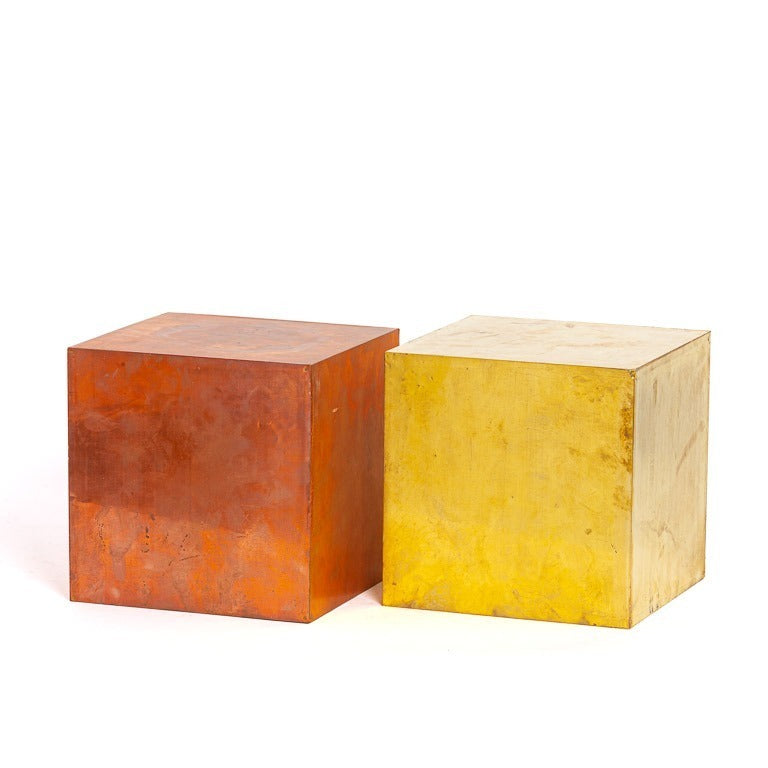 Cube brass/copper colored 18 cm