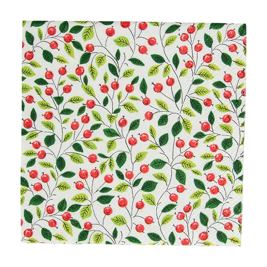 Serviett lunch Berries And Leaves white