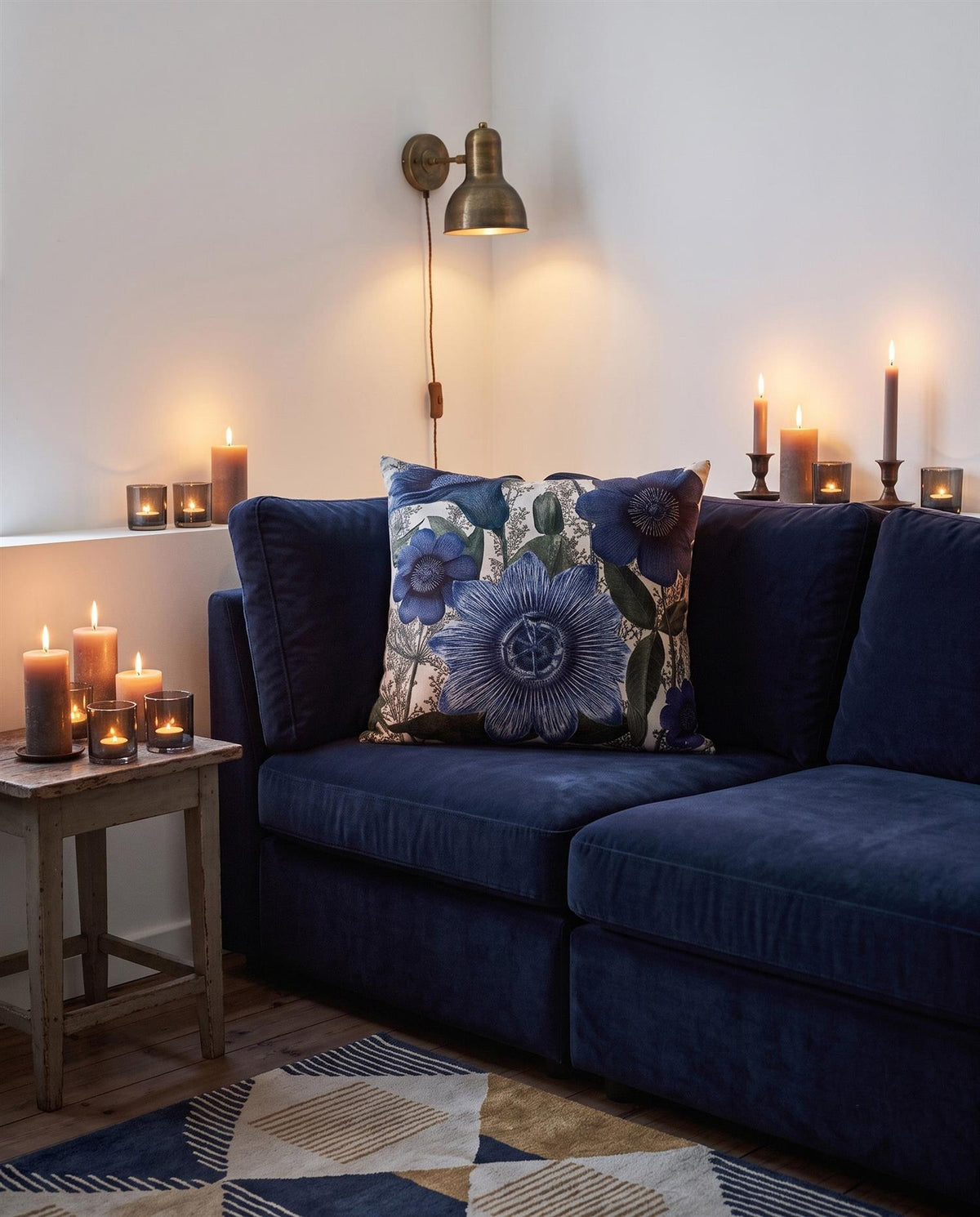 Cushion cover Blue Garden blue 50x50 cm