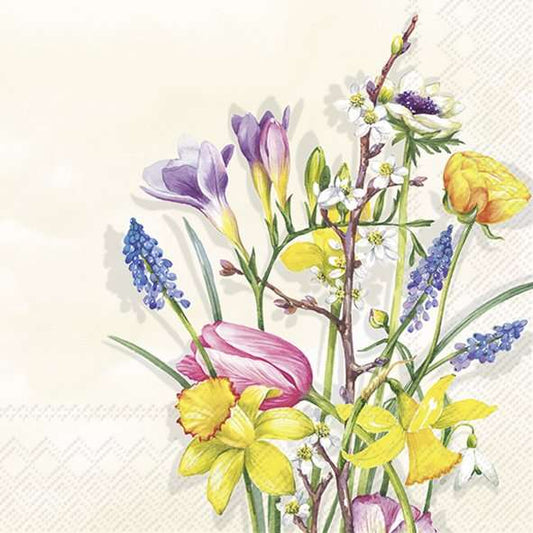 Serviett lunch Spring Flowers cream