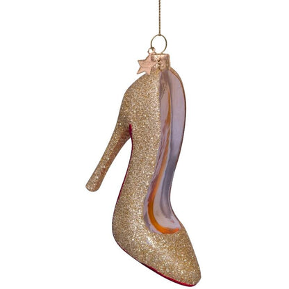 Christmas tree decoration Glitter heel in gold 10 cm