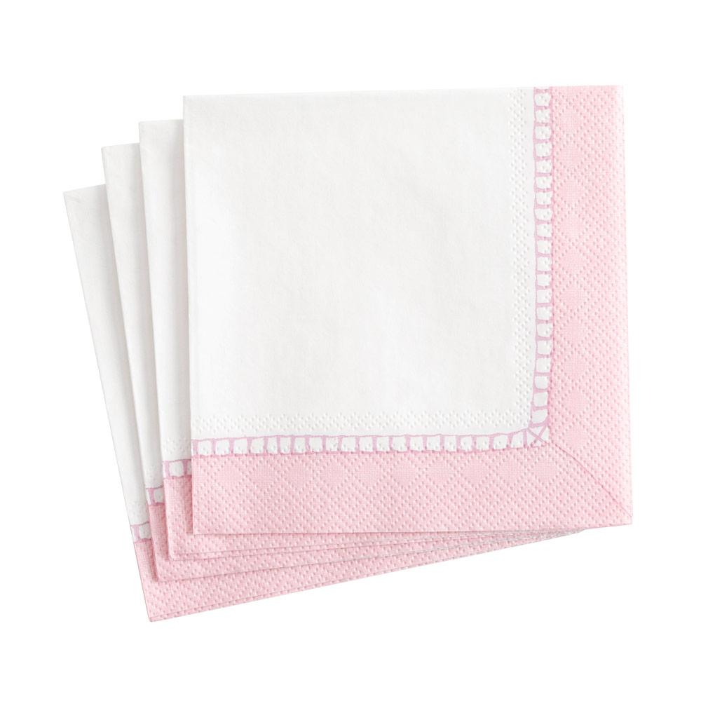 Serviett kaffe linen border petal pink
