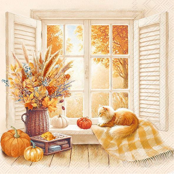 Serviett lunch Cozy Fall View cream