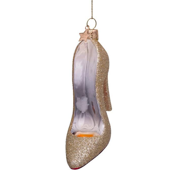 Christmas tree decoration Glitter heel in gold 10 cm