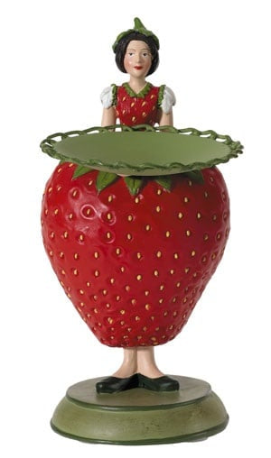 Jordbær jente m/telysholder 15 cm