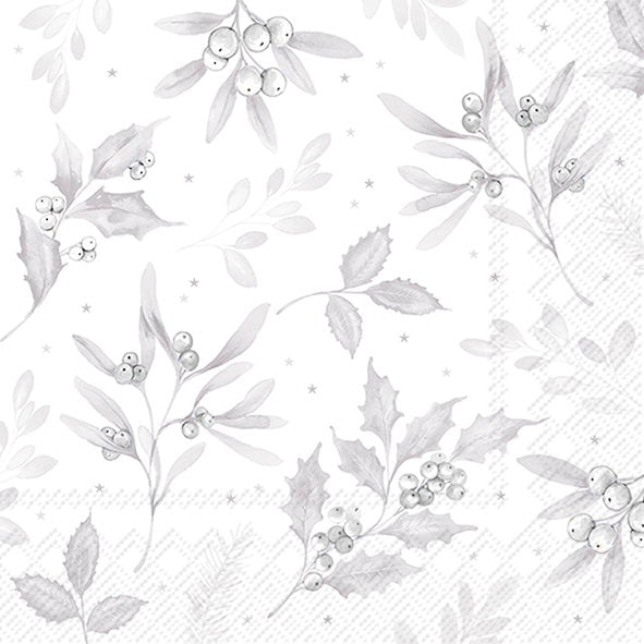 Serviett Lunch Branches of harmony white silver