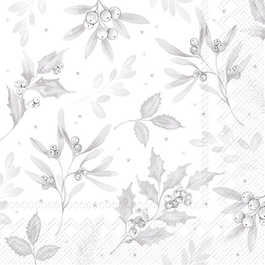 Serviett Lunch Branches of harmony white silver