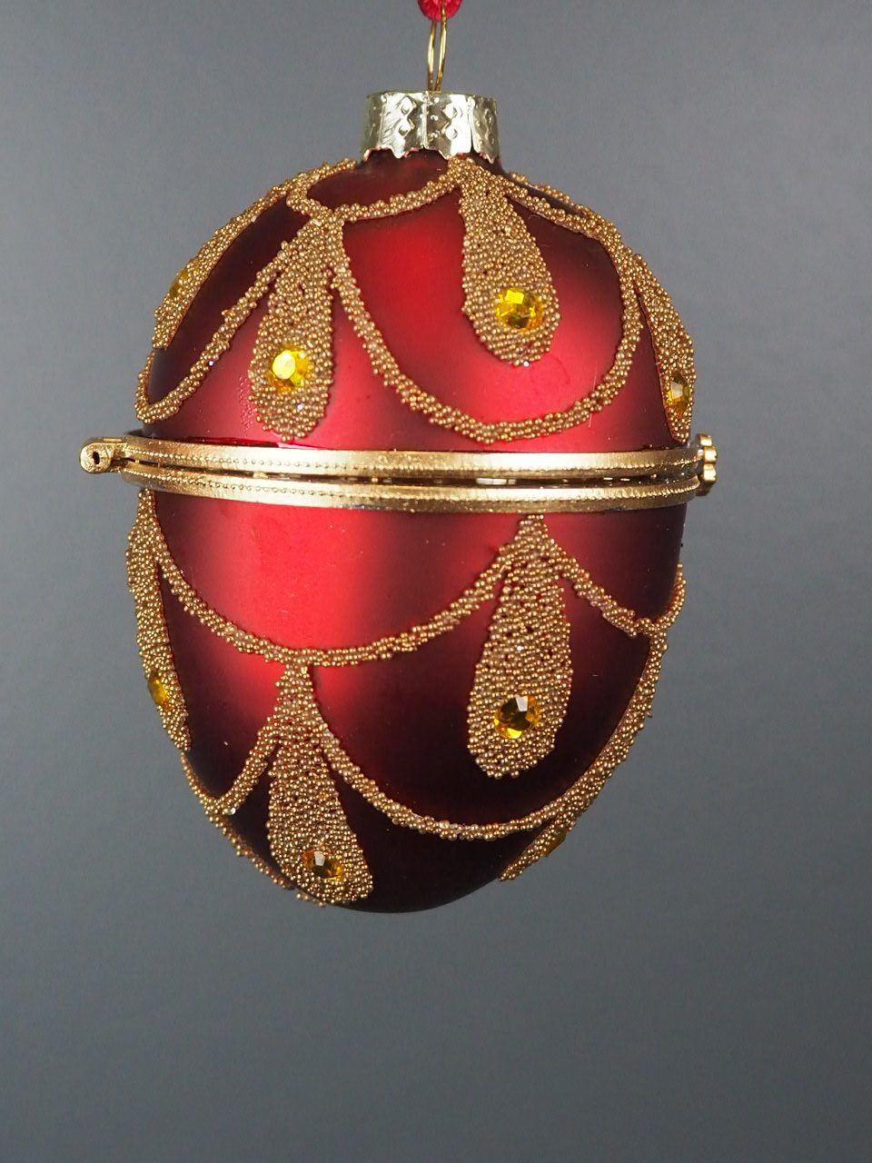 Juletrepynt egg rød 10 cm