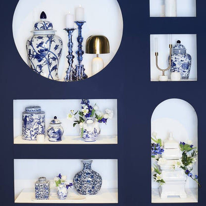 Decorative jar blue and white 35 cm