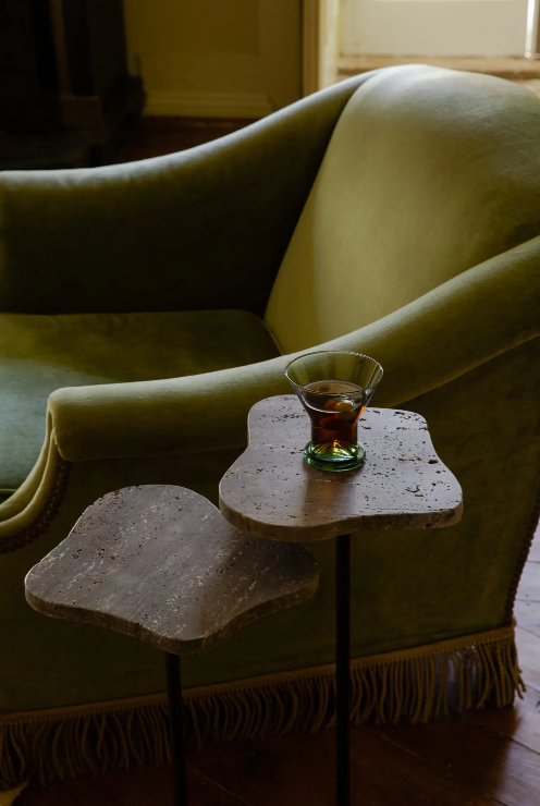 Milo titanium travertine bord S/2