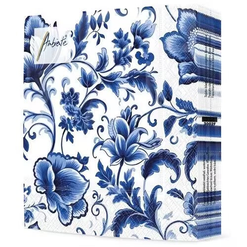 Serviett kaffe Delft Blue florals