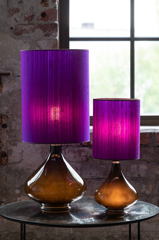 Flavia mini bordlampe 48 cm Negra m/Seda Morada skjerm