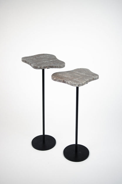 Milo titanium travertine bord S/2