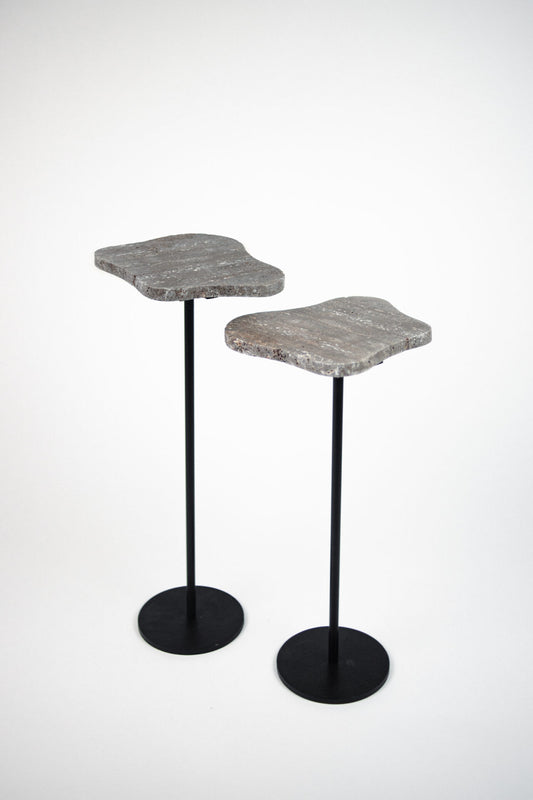 Milo titanium travertine bord S/2