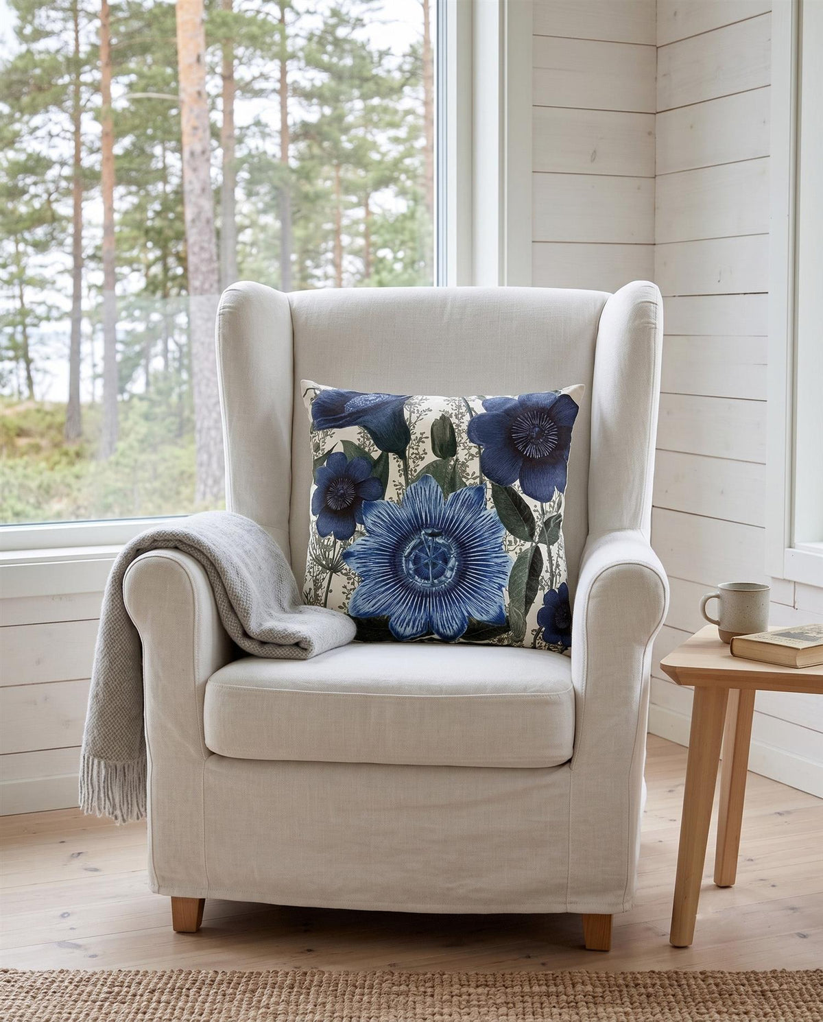 Cushion cover Blue Garden blue 50x50 cm