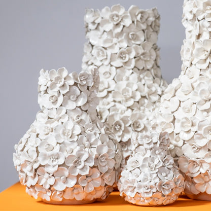 Vase Deco with flowers white XL