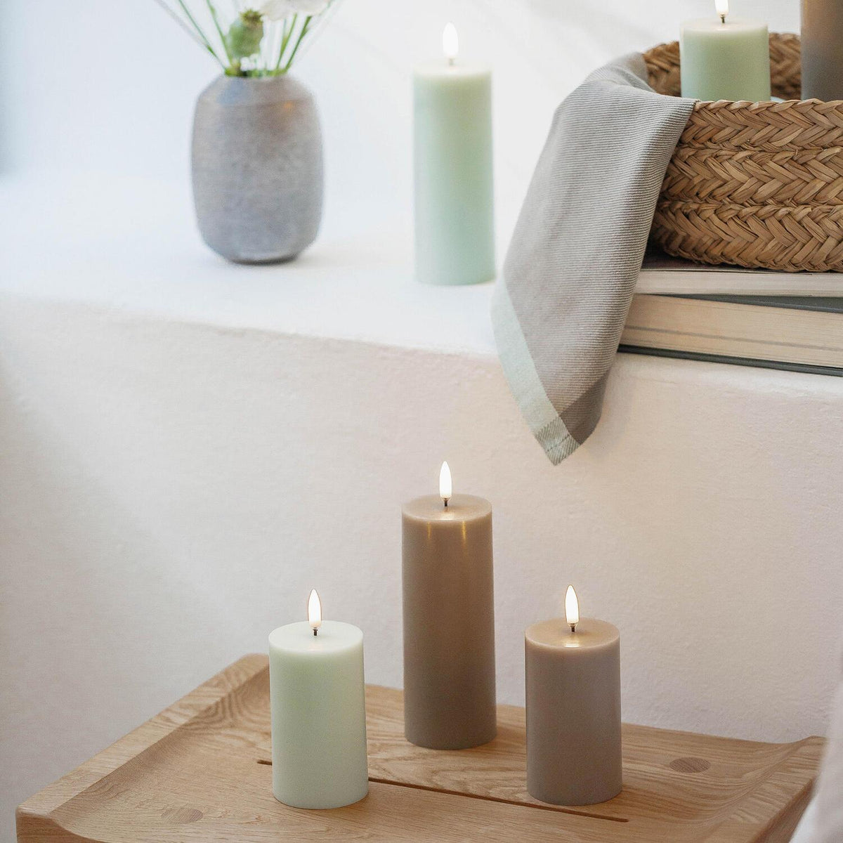 LED Pillar Candle Rose Powder 7.8x10.1 cm