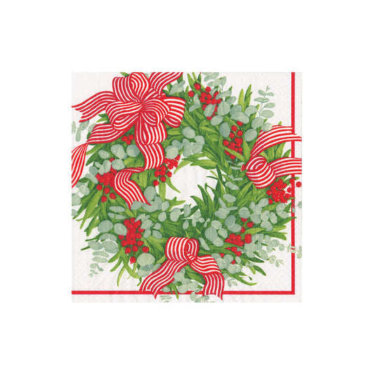 Serviett kaffe Ribbon Stripe Wreath