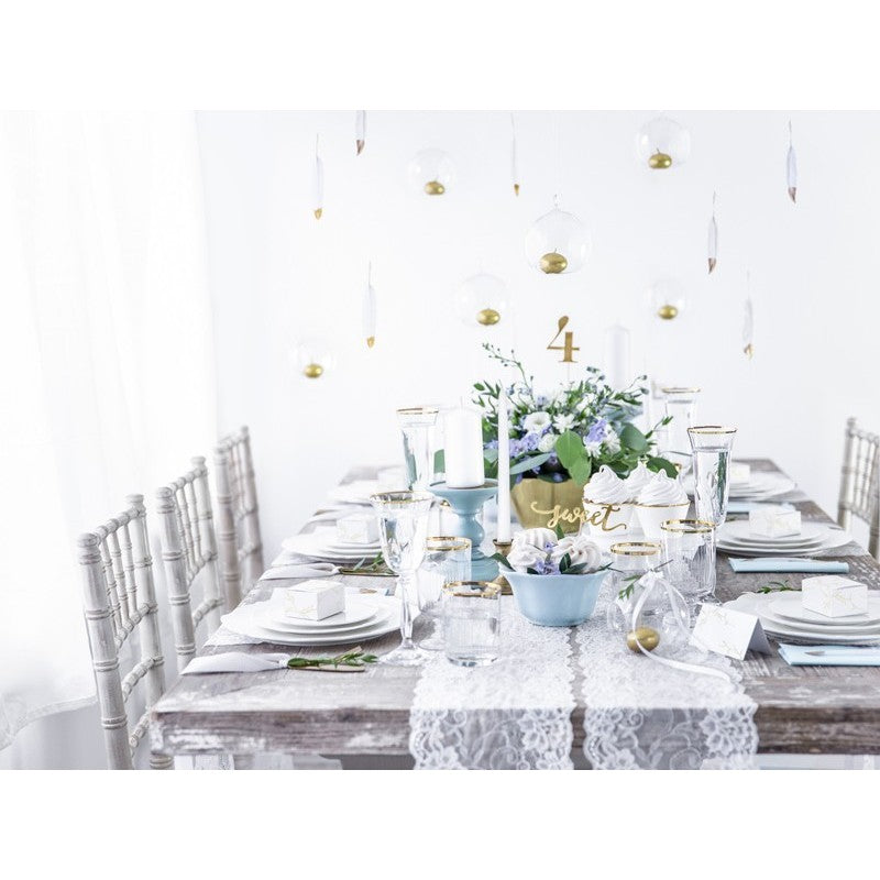 Bordkort branches hvit med gull 10 stk